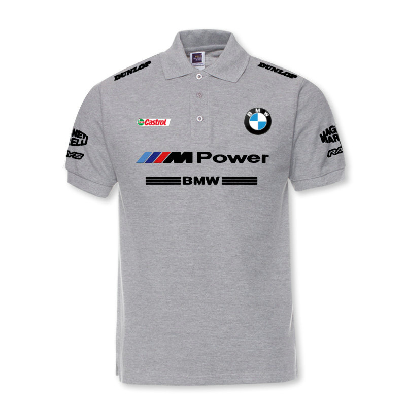 Polo Coton Lin BMW M Power Homme Col Revers Couleur Unie